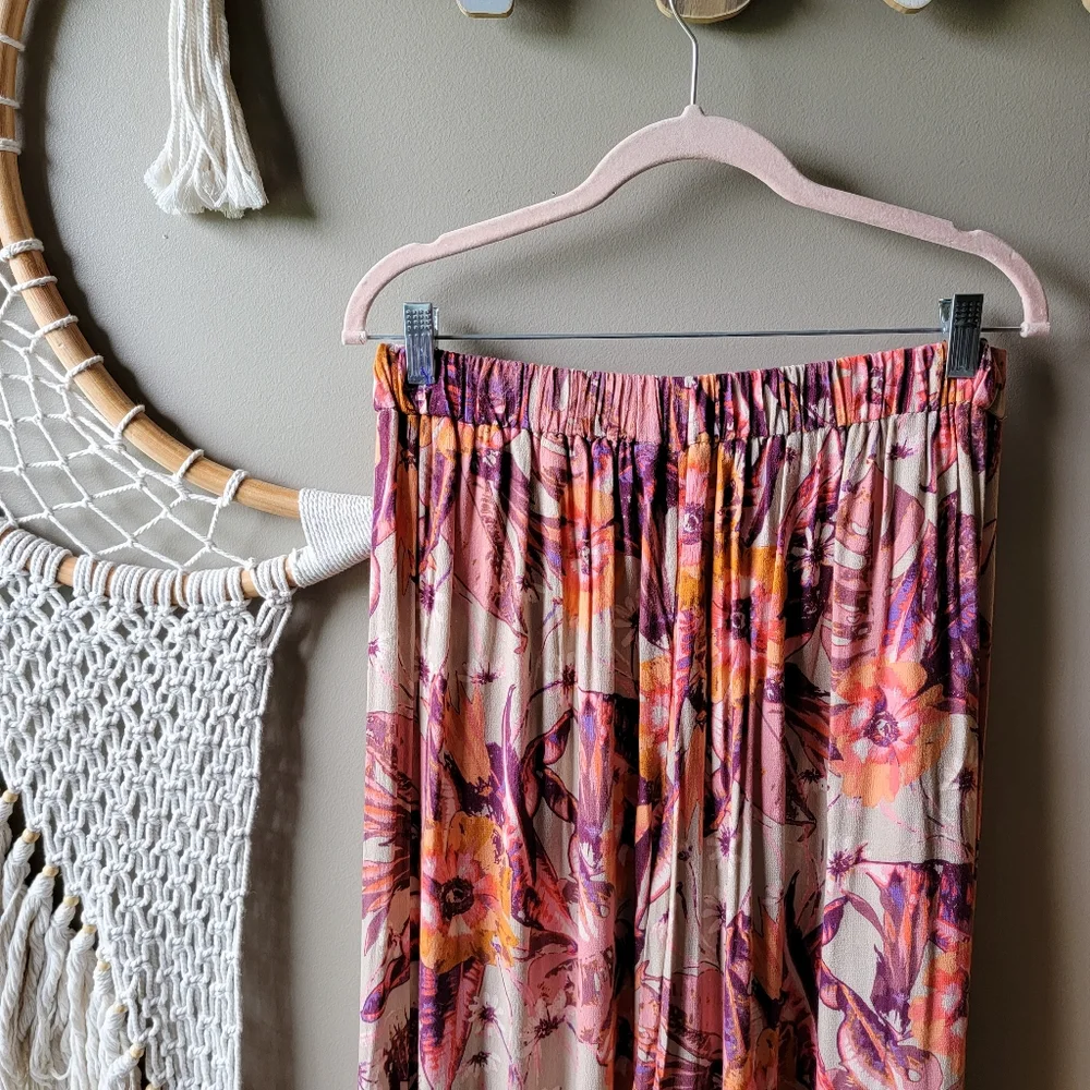 Free People | In The Mix Printed Wide-Leg Pants Neutral Nwt_7